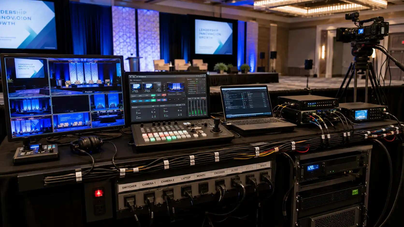 hybrid event livestream power setup
