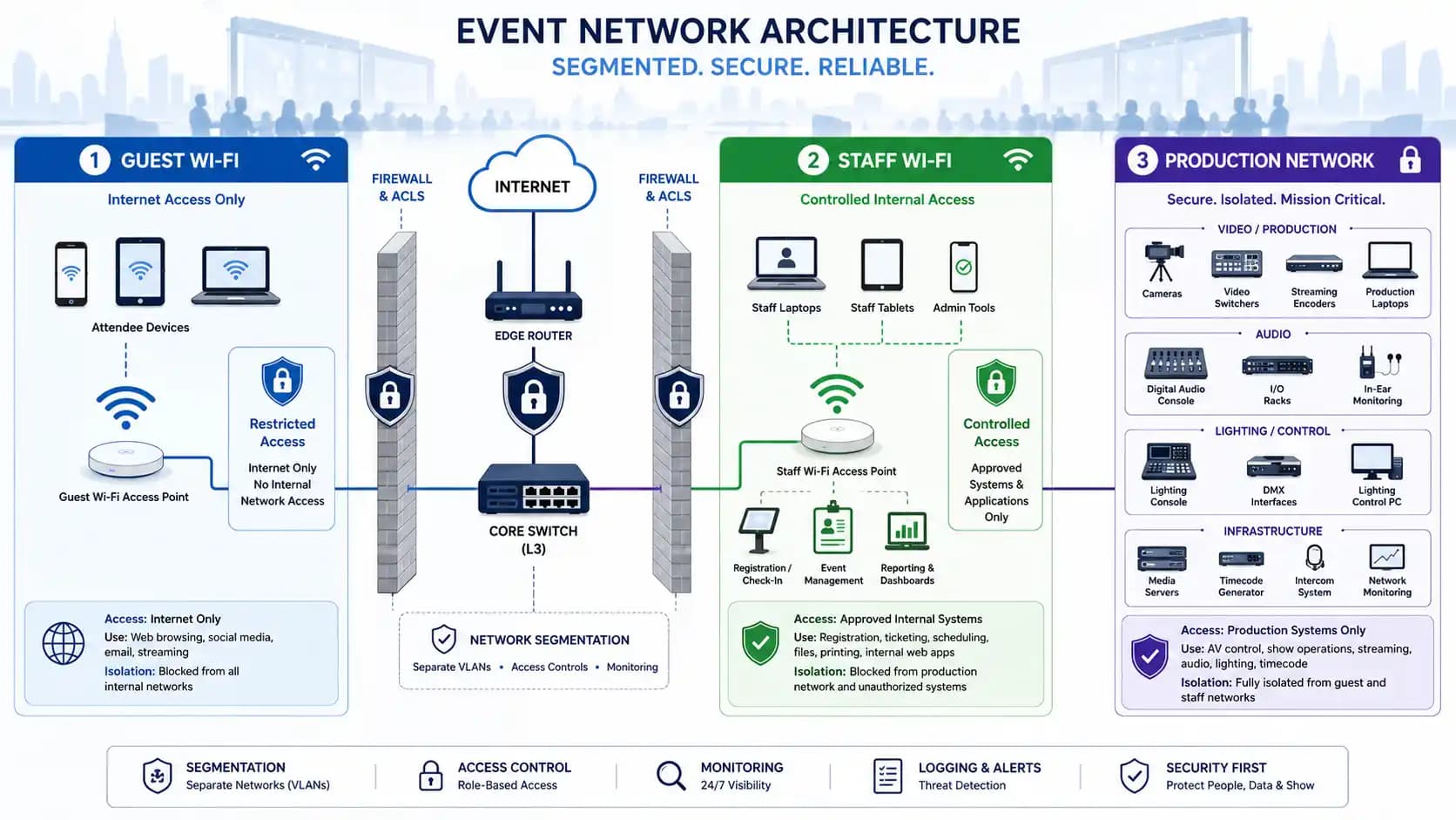 secure event Wi-Fi network planning for hybrid events