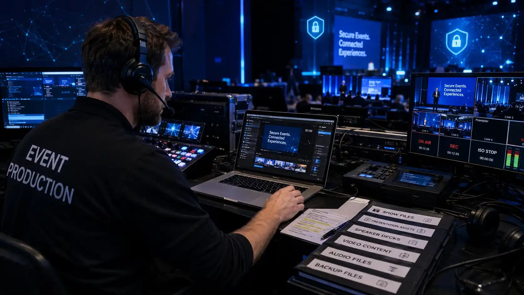 secure speaker files for corporate event production