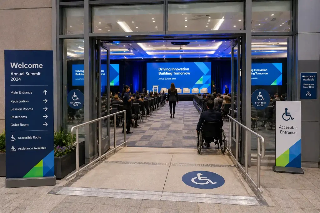 accessible venue entrance and pathways for event guests