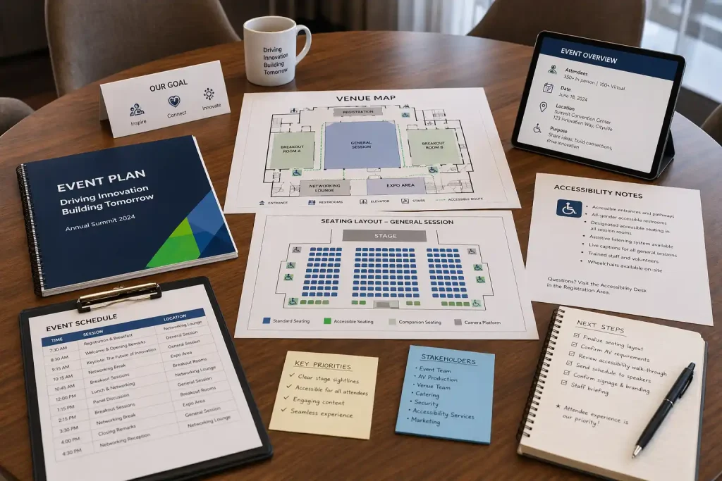 accessible event planning checklist and room layout