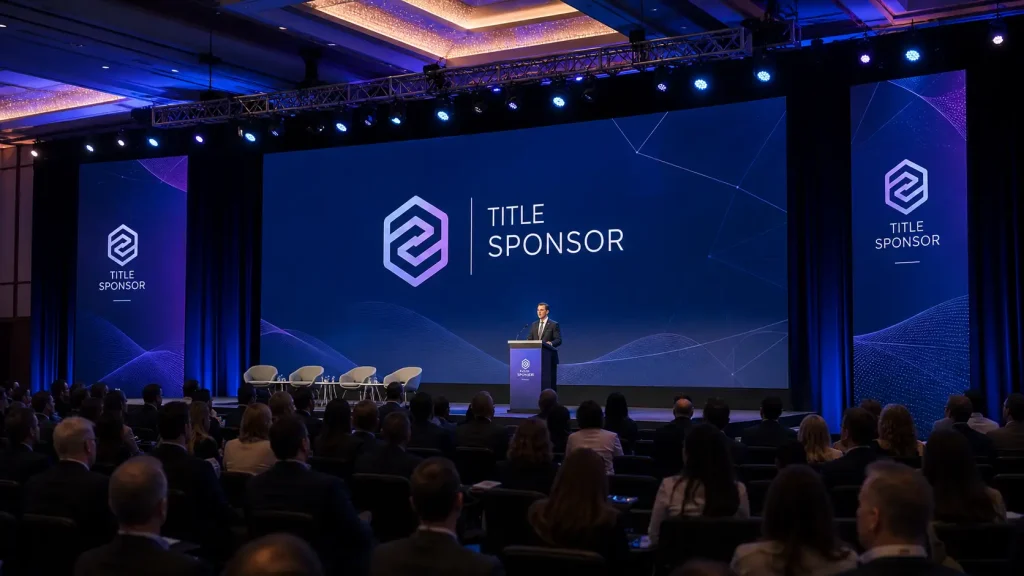 sponsor visibility on LED screens at a corporate event