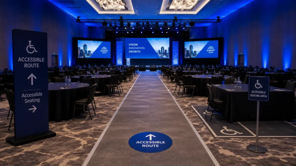 accessible event venue layout and guest pathways