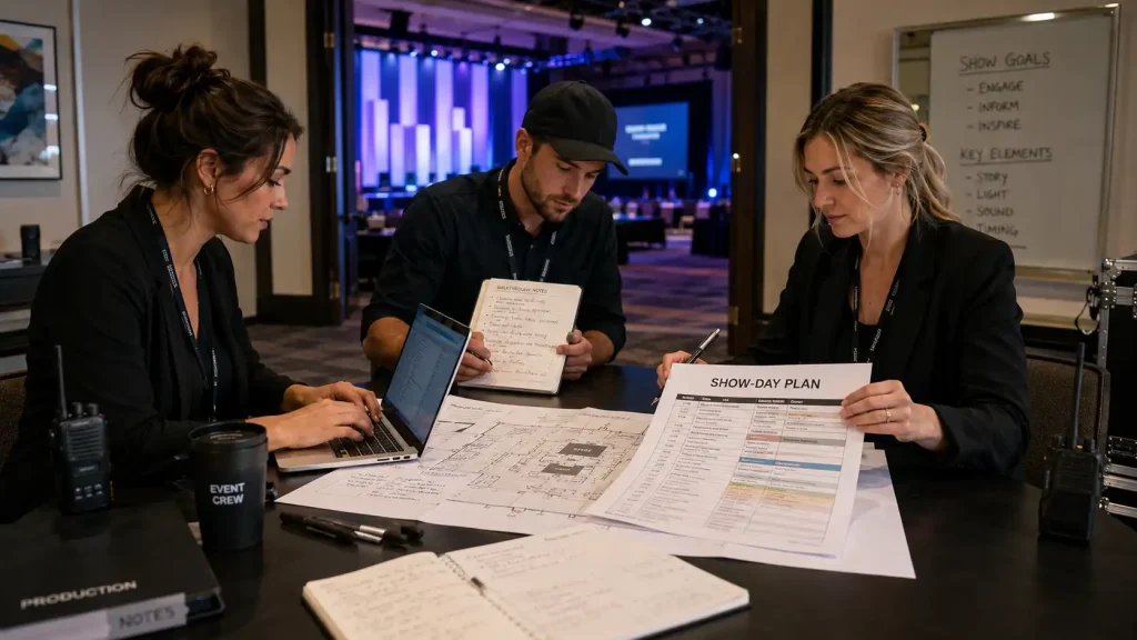 venue walkthrough notes becoming an event production plan