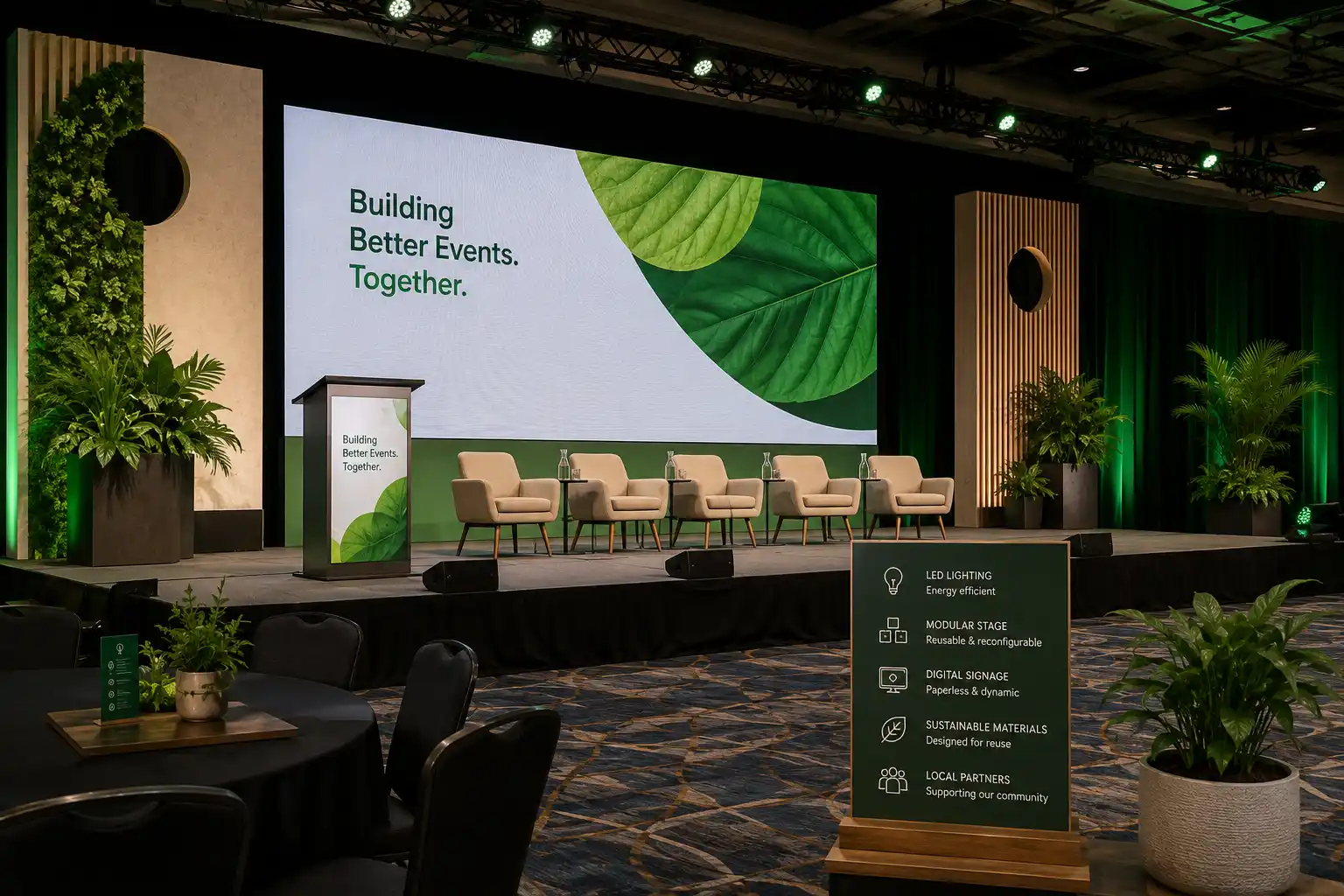 Event waste reduction stations with clear attendee signage